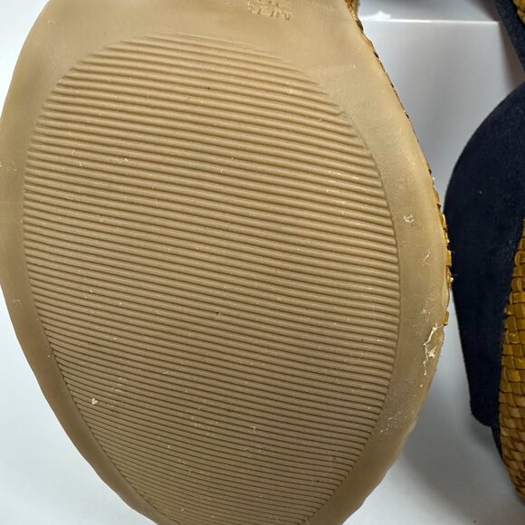 Mr. Cat Peep Toe Suede Sandals Wedge High Heels Woven Platform Shoes Size 6 - Picture 13 of 16